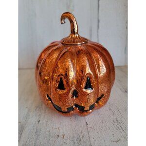 Fall glass pumpkin light‎ up tabletop Halloween home decor figure